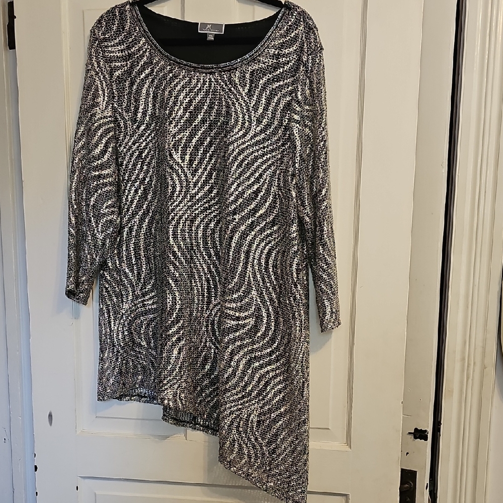 Elegant Asymmetrical Black and White Dress